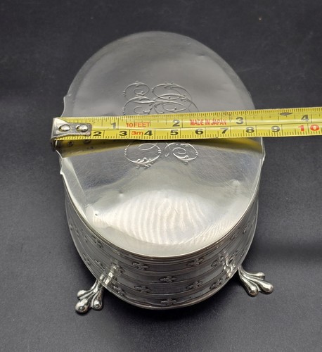 Antique Victorian Sterling Silver Footed Jewelry Box/UK/Jones & Crompton/1908 - Picture 12 of 14