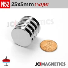 25mm x 5mm N52 Super Strong Rare Earth Neodymium Magnet Round Disc 25x5mm