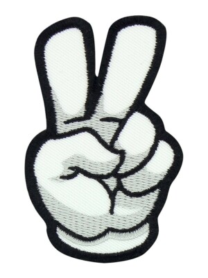 Peace Hand Bügelbild Patch Hand V wie Sieg Zweifingergruß Mickey Mouse Handschuh