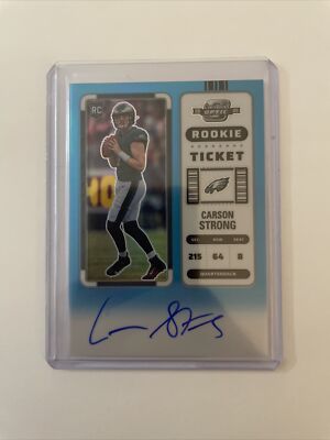 2022 Contenders Optic Rookie Ticket Blue Carson Strong RC Auto /99 On Card