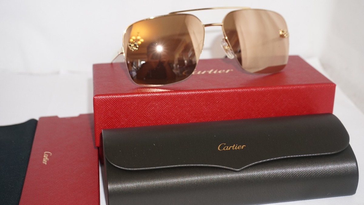 CARTIER New Sunglasses Aviator Gold Gold Mirror CT0244S 005