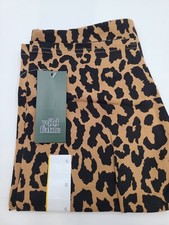 Women's Wild Fable Leopard Cheetah Print Stretch High-Rise Bike Shorts Yoga S