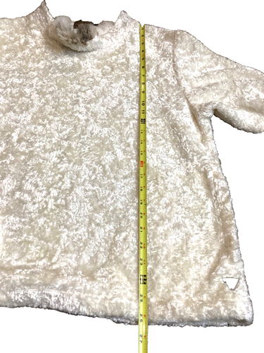 Wooly Bully Ladies Fuzzy Top Size Large Chenille Pullover Faux Fur Collar Wrists - Picture 8 of 9
