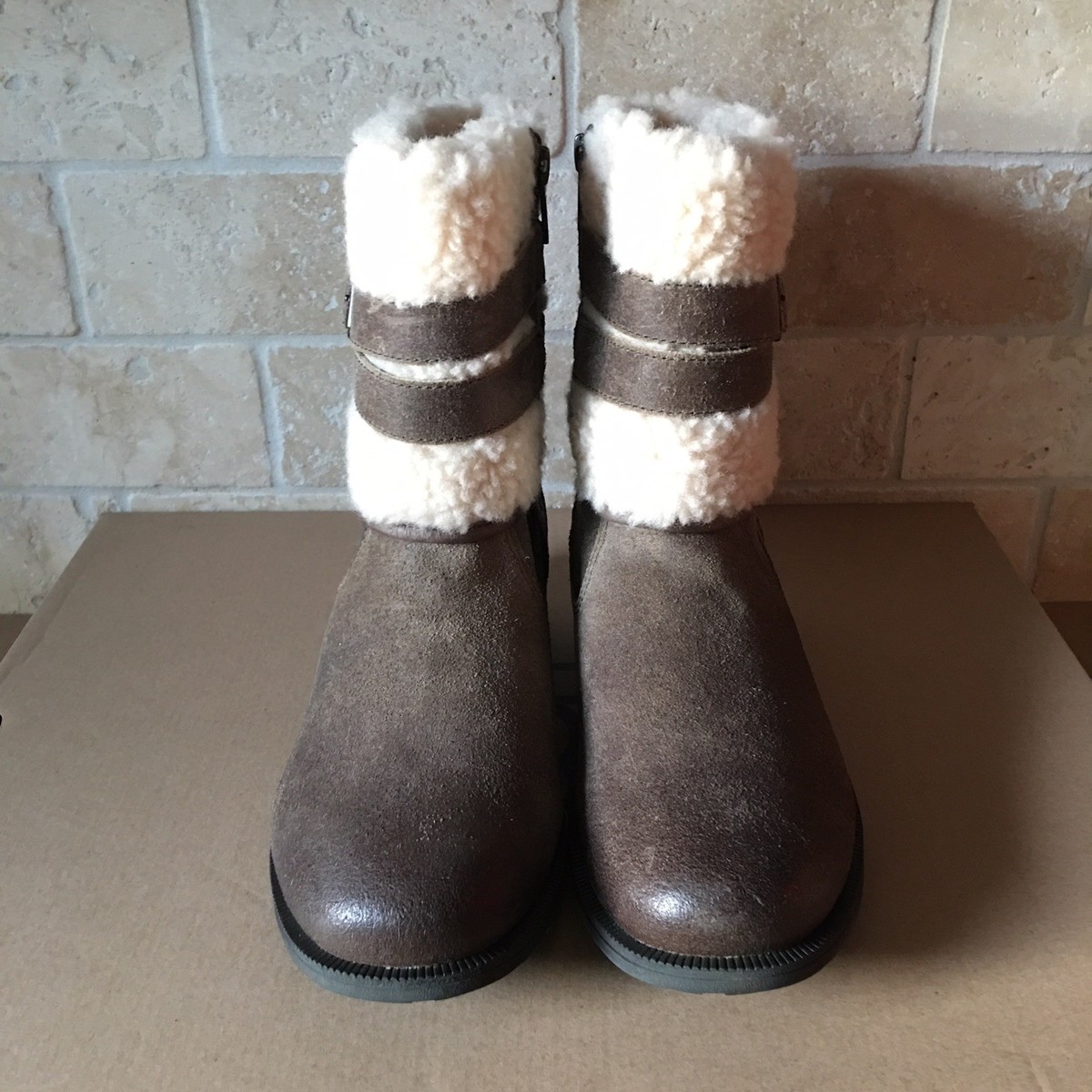 UGG Blayre III Dove Waterproof Leather Sheepskin Cuff Ankle Boots