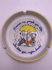 Vintage “ZIGGY” Ashtray Ceramic 1980s “Friends Are People You Like” Good Cond