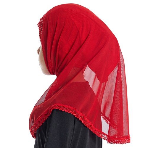 Kids Girls One Piece Amira Muslim Overhead Scarf Wrap Hijab Islamic Shawls 2-6Y - Picture 17 of 99