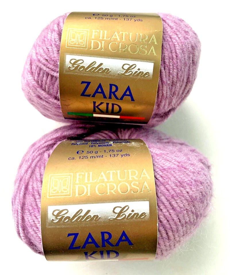 (2) Filatura di Crosa ZARA KID 金线 - #10 玫瑰粉红色 - 羊毛尼龙马海毛 — 第 2/4 张图片