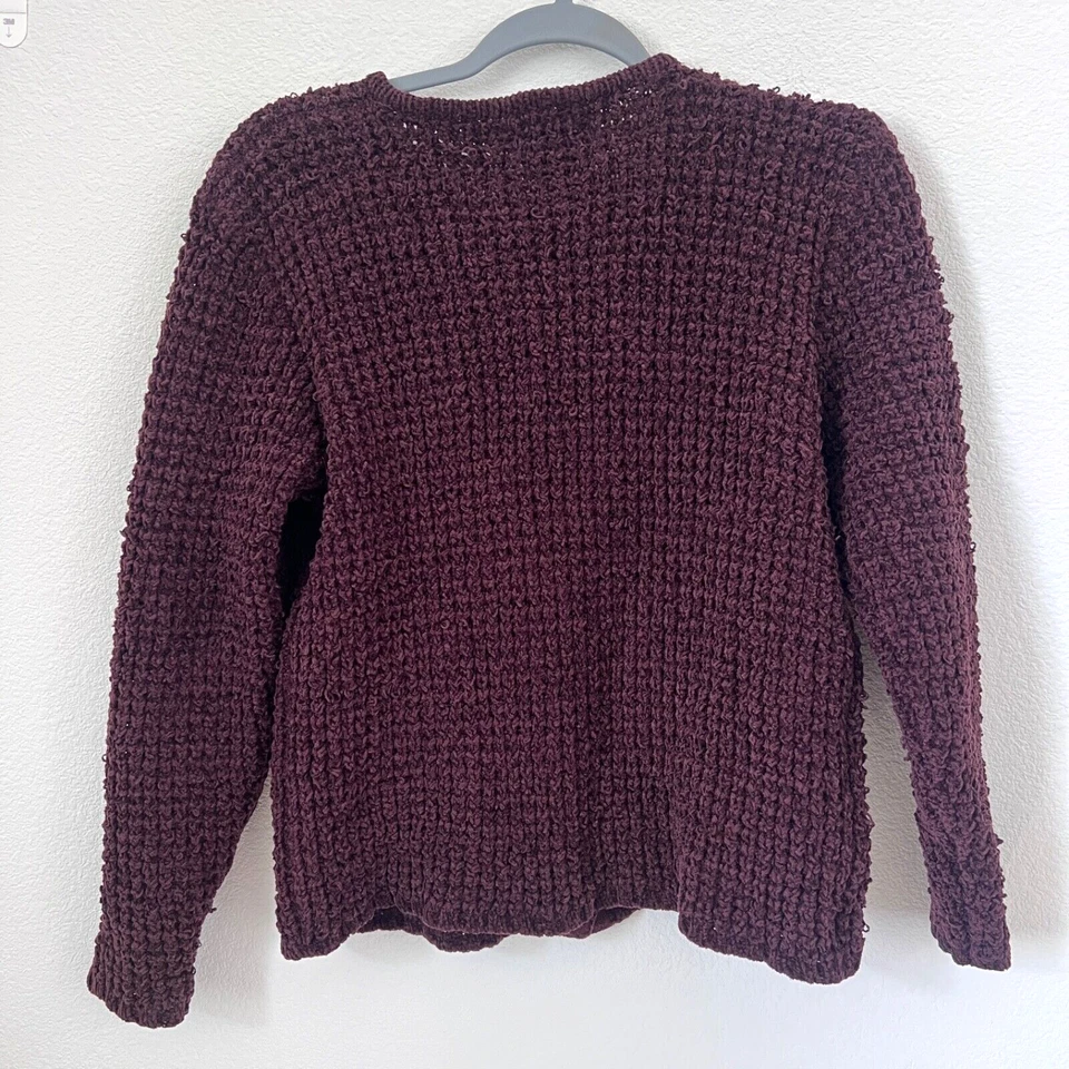 Cárdigan vintage Mac & Jac tejido abierto con botones para mujer mediano pequeño borgoña Foto 4 de 4