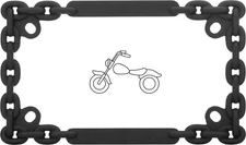 Matte Black Metal Chain Motorcycle Bike License Plate Frame 3D  MC Tag Holder