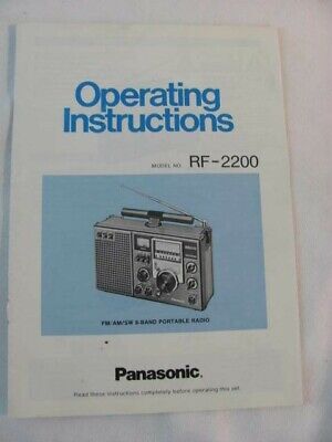 Operating Instructions Manual Panasonic 8 Band RF-2200 Short Wave AM/FM