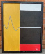 Vintage Geometric Shapes Abstract Painting Art Wall Hanging Signed REM Menges