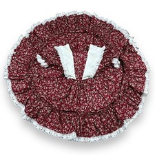 Vtg Gold Bell Girls Circle Dress Burgundy Red Floral Layered Collar Pageant Sz 7