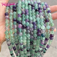 4-12mm Smooth Natural Round Fluorite Stone DIY Gem Jewelry Loose Beads 38cm