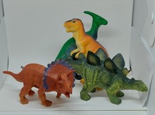 Dinosaur Toy Figure Lot T-Rex, Triceratops, Stegosaurus PARASAUROLOPHUS Megatoys