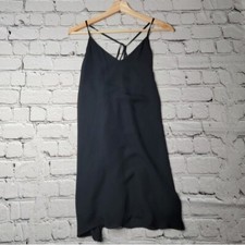 Alice Olivia Ashelna Black Multi Strap Mini Dress 100% Silk Shell Size 2