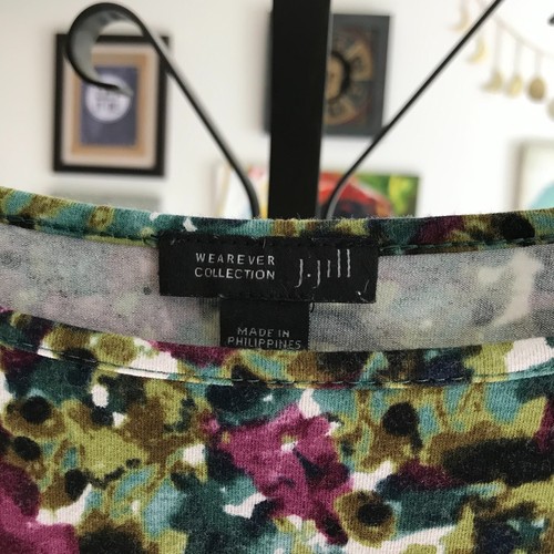 J JILL Wearever Collection size S Green Teal & Purple Print Floral Jersey Dress - 第 4/4 張圖片