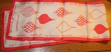 Silk Oblong Scarf By Frankie Welch, Red & White, The Flames of Home Economics