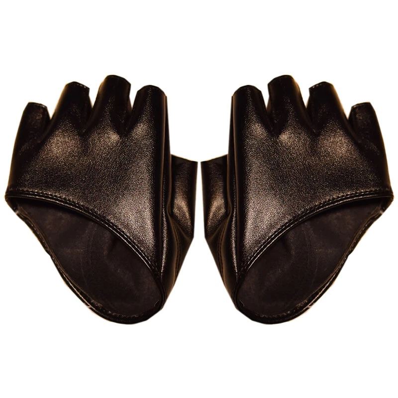 Womens PU Leather Fingerless Gloves Lolita Dance Stage Steampunk Gothic Cosplay - Image 4 of 4