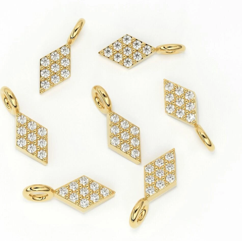 Dije colgante con pavé de diamantes de oro macizo de 14 quilates suministros de joyería encanto de diamantes Foto 4 de 4