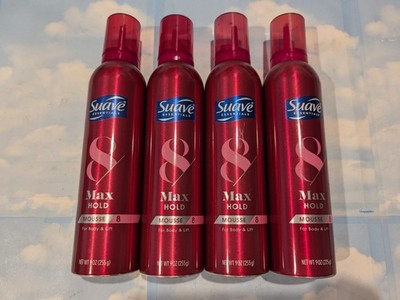 LOT (4) SUAVE ESSENTIALS 8 MAX HOLD MOUSSE FOR BODY & LIFT 9 OZ