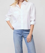 The Shirt Long Sleeve Boxy Crop Shirt White