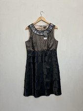 Next Cocktail Dress Size UK 14 Black Silver Sequin Tiered Party Embellished BNWT