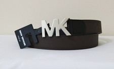 Michael Kors Men Silver Logo Leather Belt size 32 , 34 , 36 new with tags