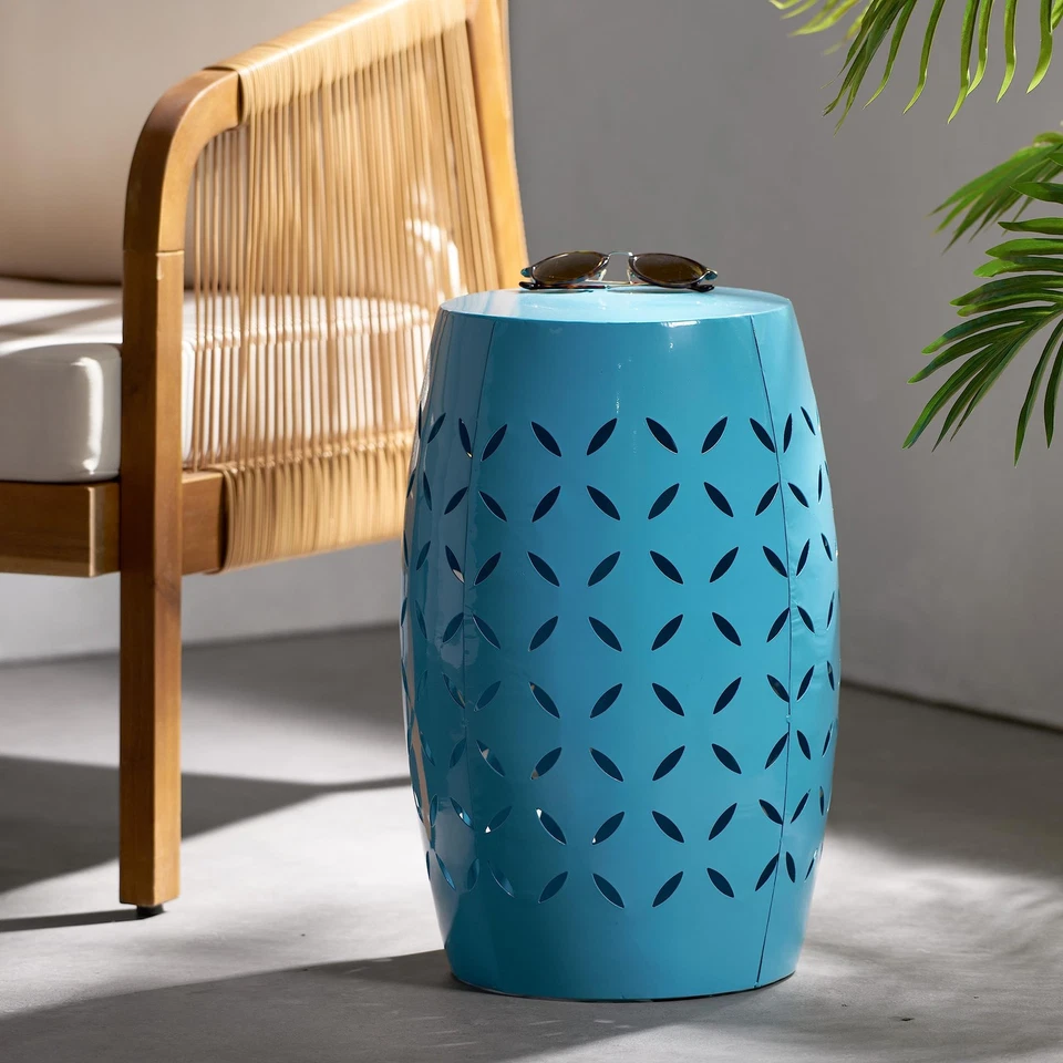 Christopher Knight Home Lilac Outdoor 12" Iron Side Table, Blue - Image 2 of 4
