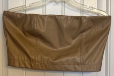 Princess Polly Size 10 Strapless Vegan Leather Fully-Lined Bustier W/Side Zip