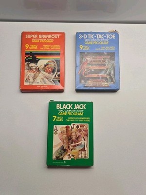 Atari 2600 Lot of 3 Boxed Games Super Breakout Blackjack 3-D Tic-Tac-Toe