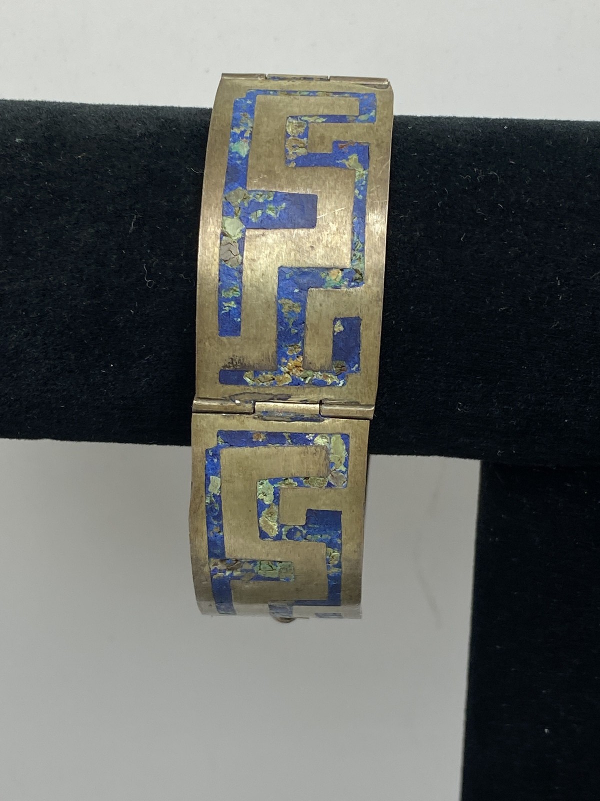 Sterling Silver Lapis Semi Multi Hinge Bracelet 3… - image 4