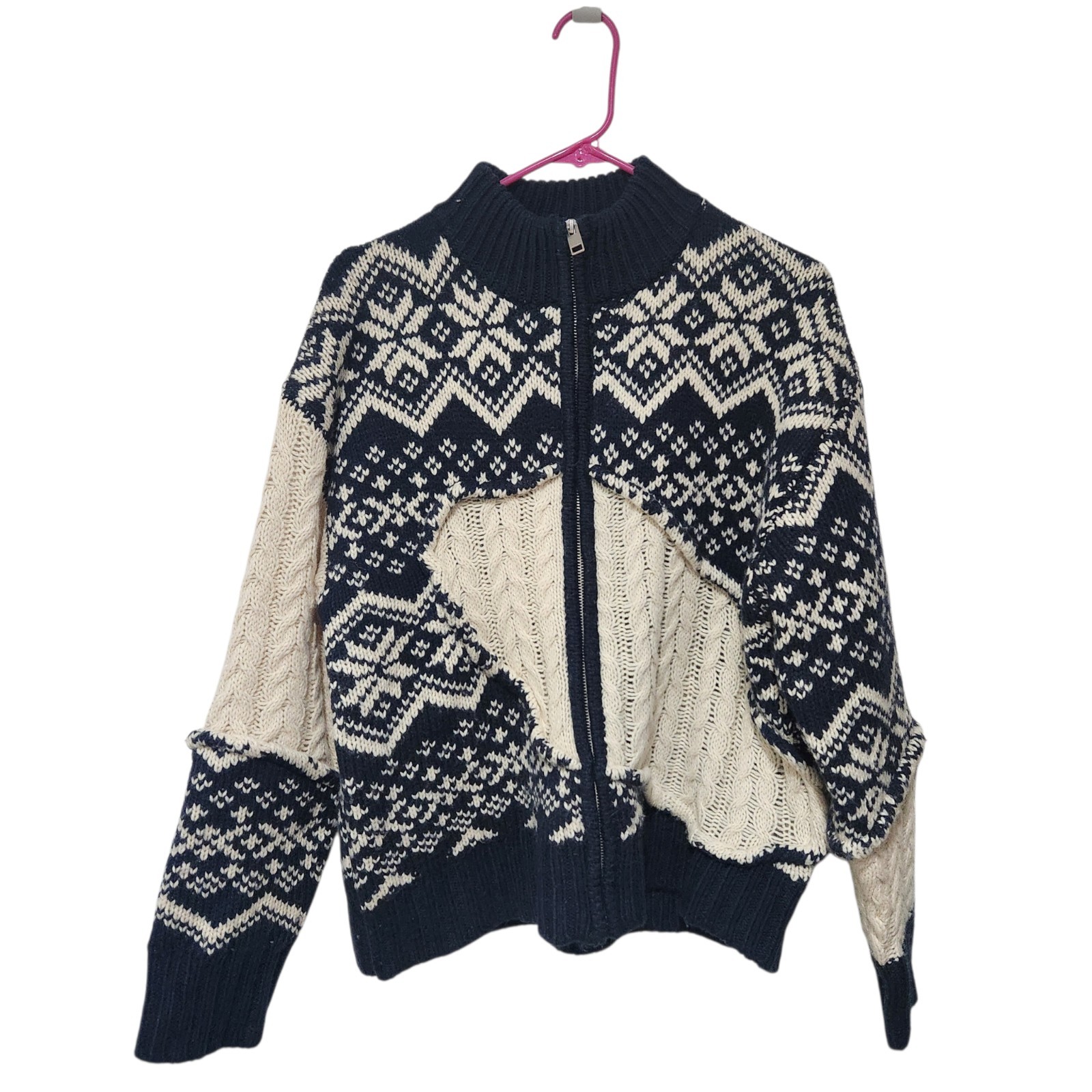 Zara Cable Knit Jacquard Knit Sweater Cardigan Size M Bloggers's Fav thumbnail 3