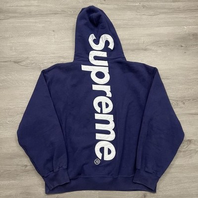In-Hand Supreme Satin Applique Hooded Sweatshirt Violet Purple Size: XL