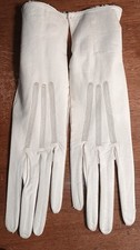 Vintage Leather Off White Cream Gloves Made In France Metal Button Closure