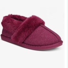 CHARTER CLUB fur lined women's closed toe slippers Memory Foam in Size 5-6 Red