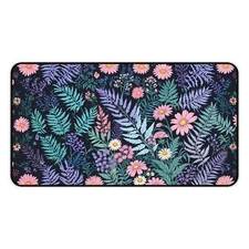 Purple Pink Wildflower Large Mouse Pad Desk Mat, Cottagecore Desktop Computer A