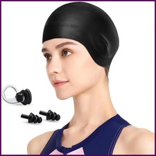 1pc Swimming Cap, Men's and Women's Swimming Cap, Waterproof Cap, 1 Nose Clip, 2