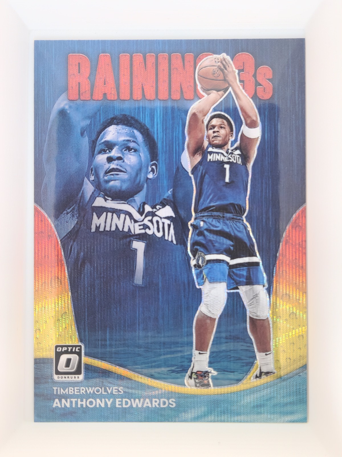 2022-23 Donruss Optic Raining 3s Red & Gold Wave 26/99 #2 Anthony Edwards