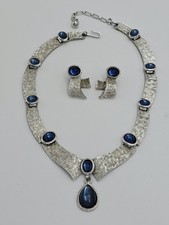 Signed CROWN TRIFARI By ALFRED PHILIPPE Vintage Set Textured Necklace Earrings