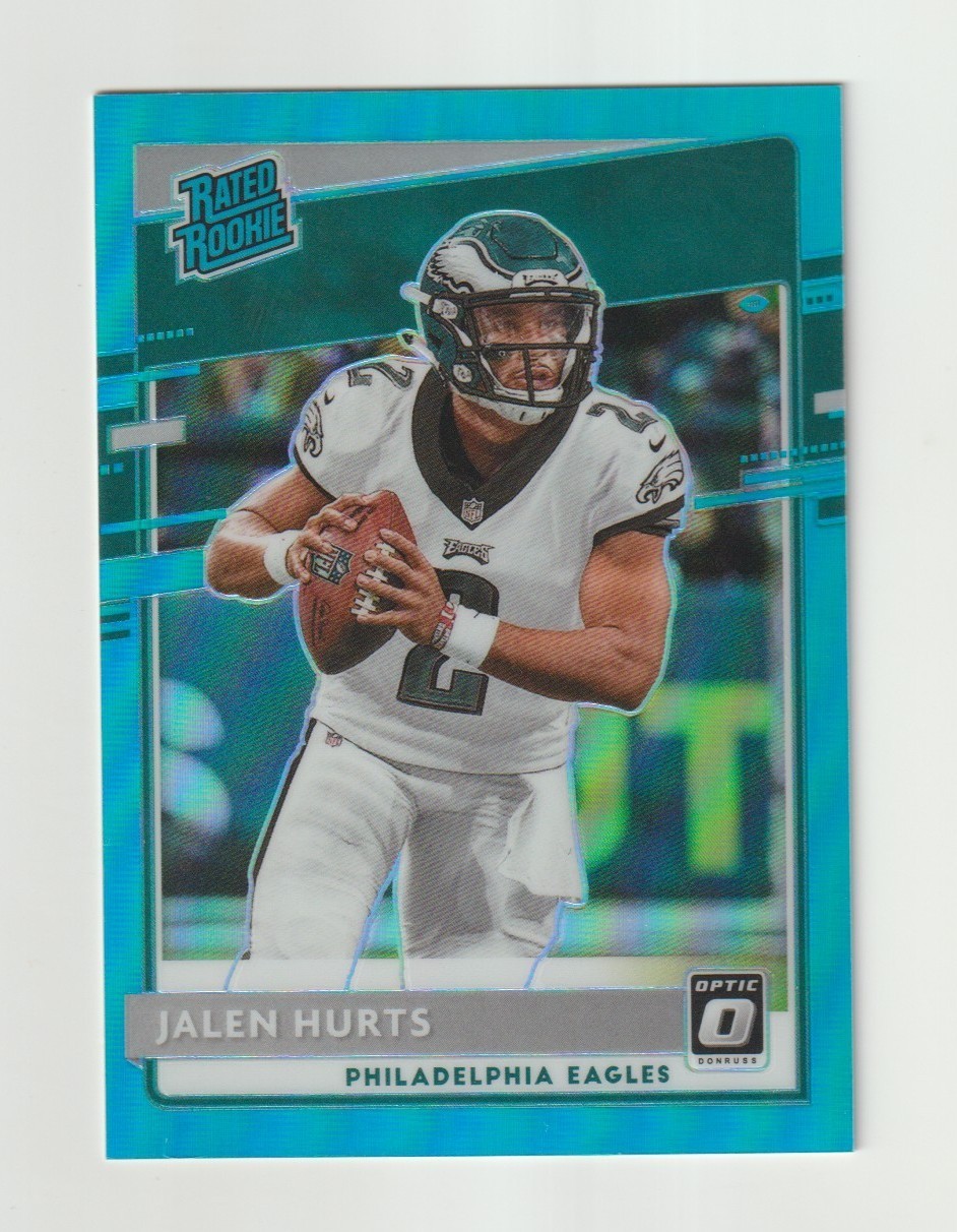 2020 Donruss Optic Jalen Hurts RC Aqua Prizm SN 041/299 Eagles NM *BCGUYS*