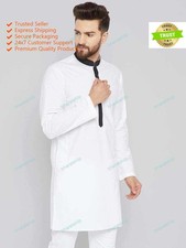 Pure Cotton White Color Plain Traditional Ethnic Festival Mens Kurta For Gift