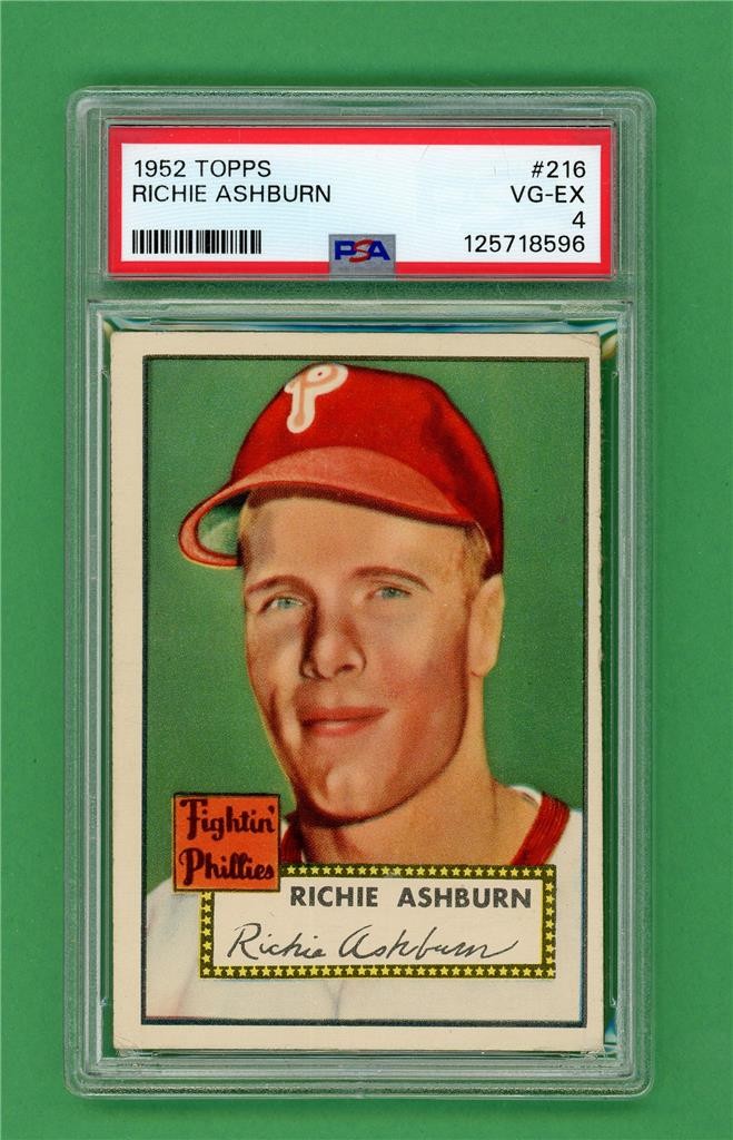 1952 Topps #216 Richie Ashburn *** PSA VG-EX 4 ** vintage Phillies baseball card
