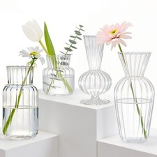 Mini Glass Bud Vase Set – Small Clear Flower Vases , Durable Embossed Glass