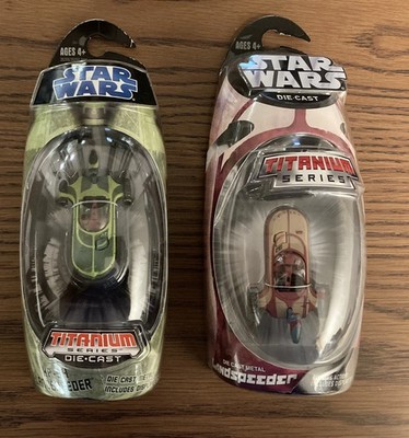 BRAND NEW Star Wars Lot of 2 Titanium Series Die Cast Land Speeders