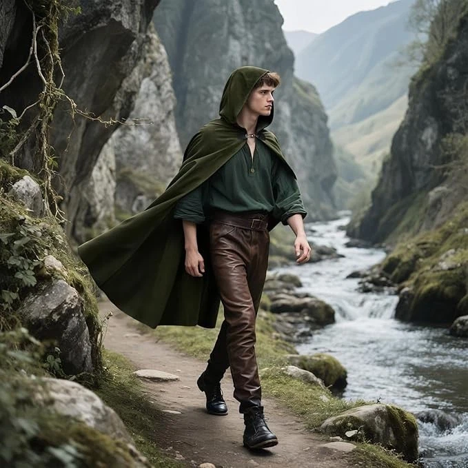 Capa medieval con capucha capa renacentista para hombre y mujer disfraz de Halloween Foto 4 de 4