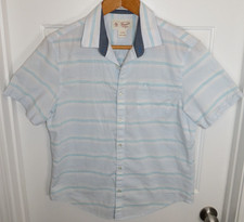 Penguin by Munsingwear Heritage Slim Fit Men L Short Sleeve Button Shirt Stripes