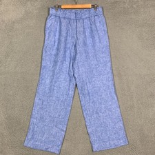NWT Talbots Nantucket Pants Women's Medium Blue Washed Linen Wide Leg Pull-On