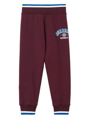 NWT BURBERRY  Joggers Kids Sidney College Logo-Print  Deep Maroon 10Y