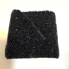 Vintage Walborg Black Beaded Evening wallet Coin Purse Read