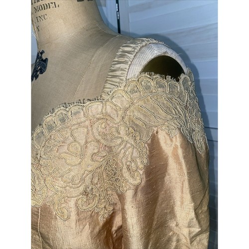 Vintage RIMINI Gold Champagne Silk 2 Piece Skirt Suit Lined Size 12 - Picture 7 of 10